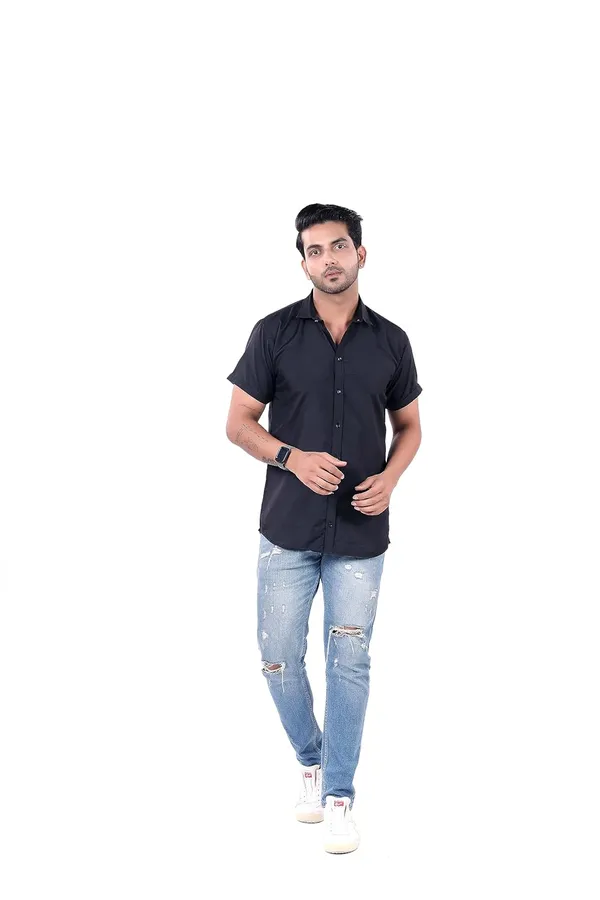 Black_Premium_Solid_Cotton_Blend_Casual_Shirt_For_Men