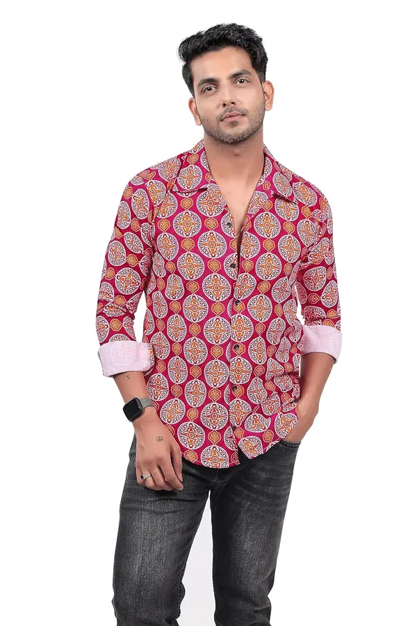 Maroon_Premium_Printed_Cotton_Blend_Casual_Shirt_For_Men