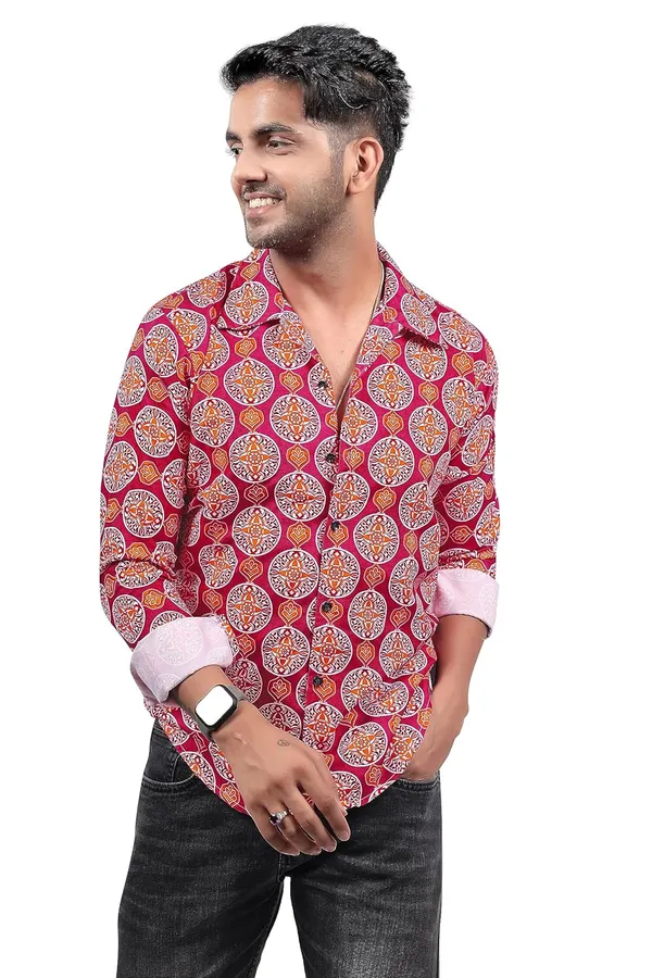 Maroon_Premium_Printed_Cotton_Blend_Casual_Shirt_For_Men