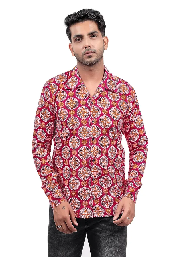 Maroon_Premium_Printed_Cotton_Blend_Casual_Shirt_For_Men