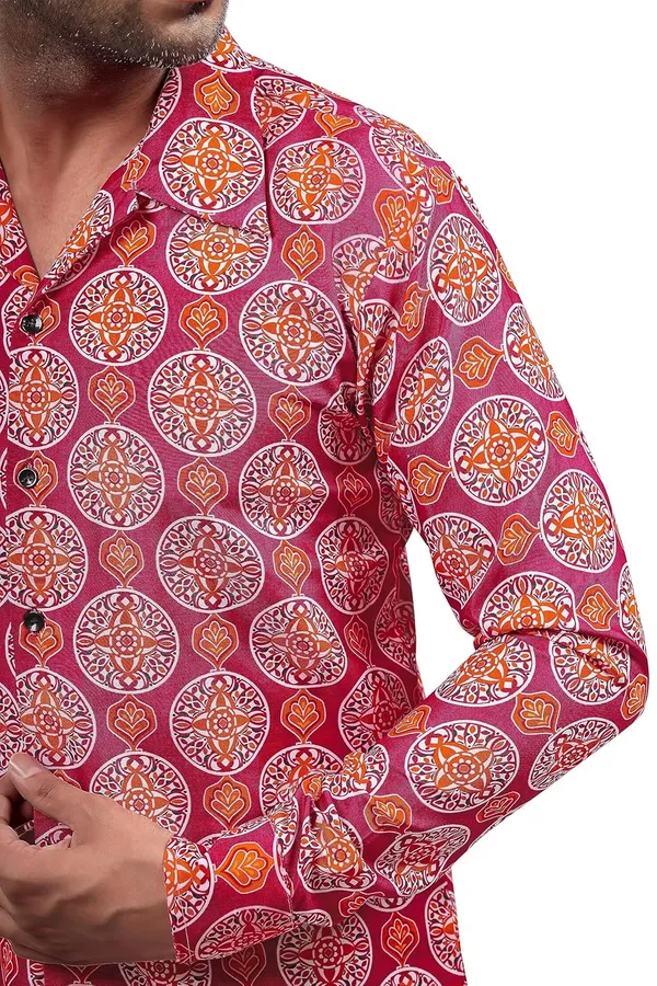 Maroon_Premium_Printed_Cotton_Blend_Casual_Shirt_For_Men