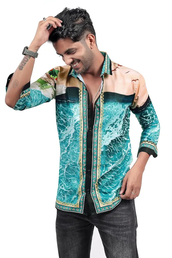 Blue_Premium_Printed_Cotton_Blend_Casual_Shirt_For_Men