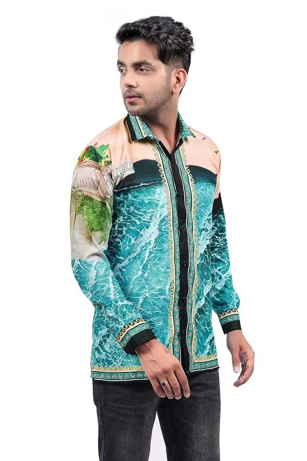 Blue_Premium_Printed_Cotton_Blend_Casual_Shirt_For_Men