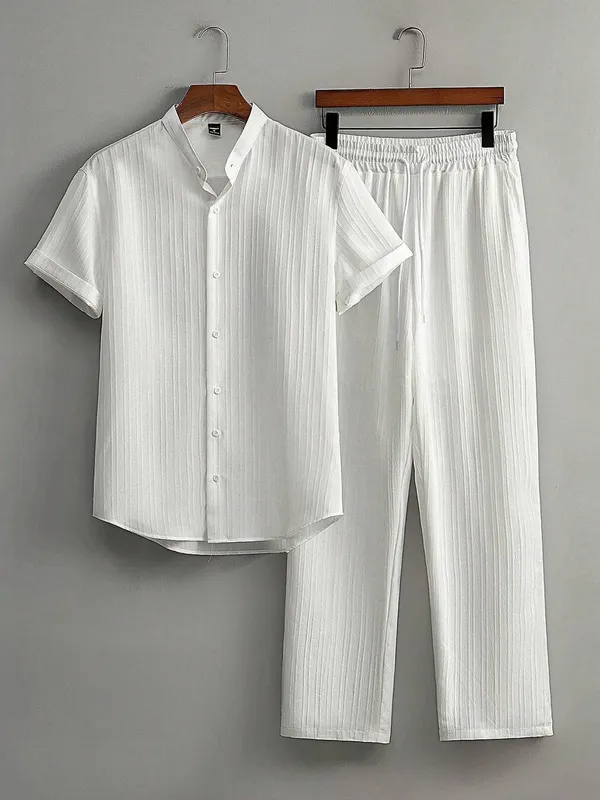 White_Premium_Cotton_Blend_Co-Ords_Set_For_Men