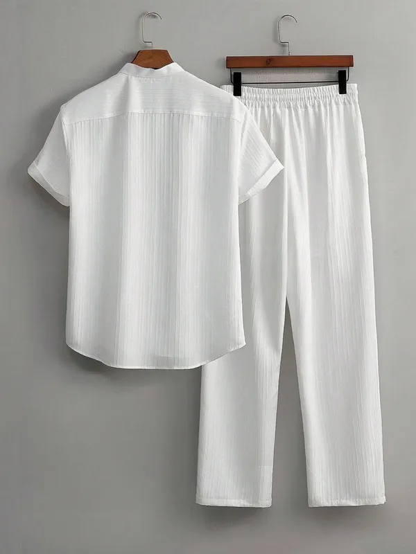 White_Premium_Cotton_Blend_Co-Ords_Set_For_Men
