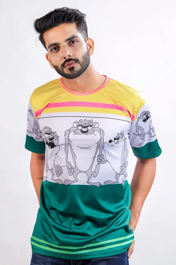 Green_Premium_Printed_Cotton_Blend_T-Shirt_For_Men