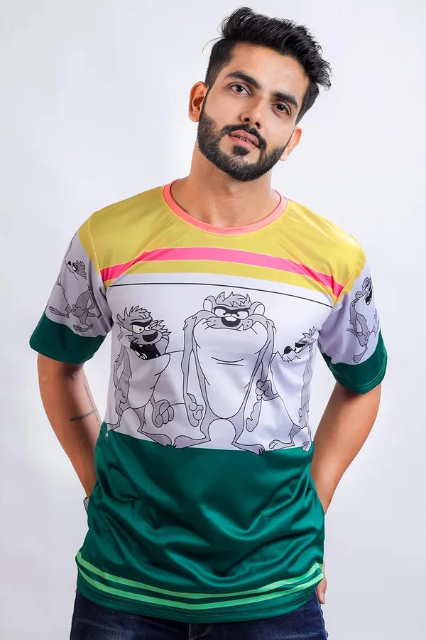 Green_Premium_Printed_Cotton_Blend_T-Shirt_For_Men