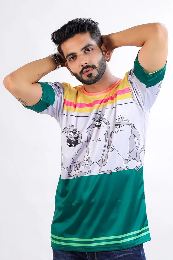 Green_Premium_Printed_Cotton_Blend_T-Shirt_For_Men