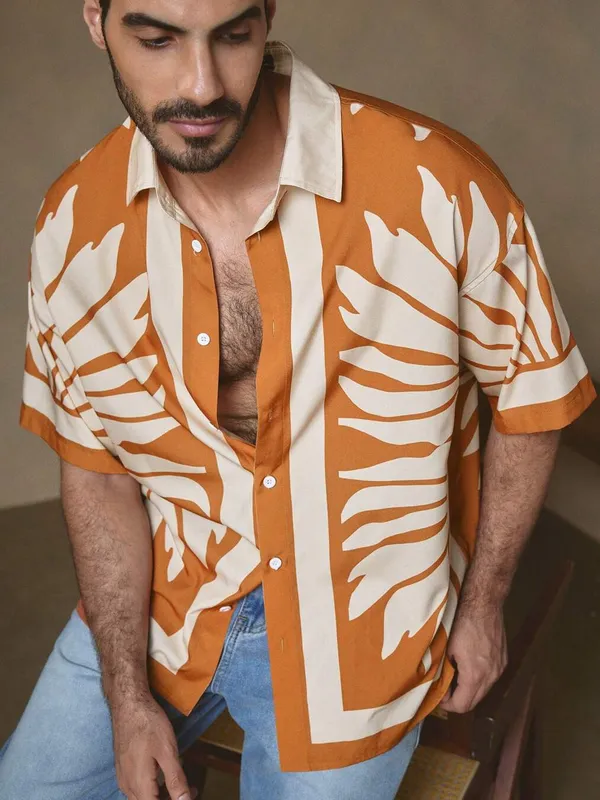Brown_Premium_Cotton_Blend_Casual_Shirt_For_Men