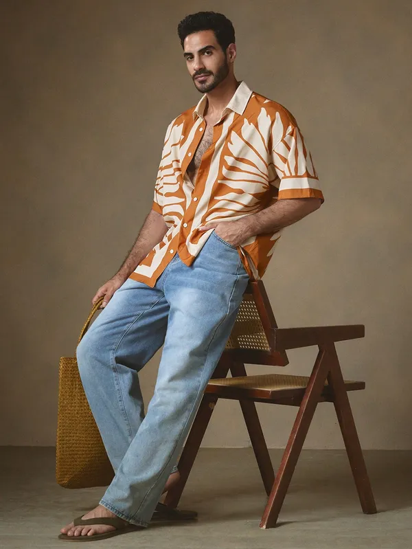 Brown_Premium_Cotton_Blend_Casual_Shirt_For_Men