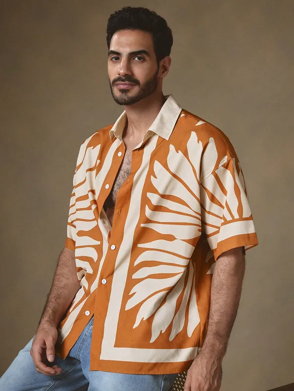 Brown_Premium_Cotton_Blend_Casual_Shirt_For_Men