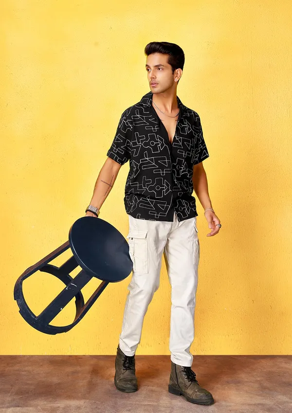 Black_Premium_Cotton_Blend_Casual_Shirt_For_Men