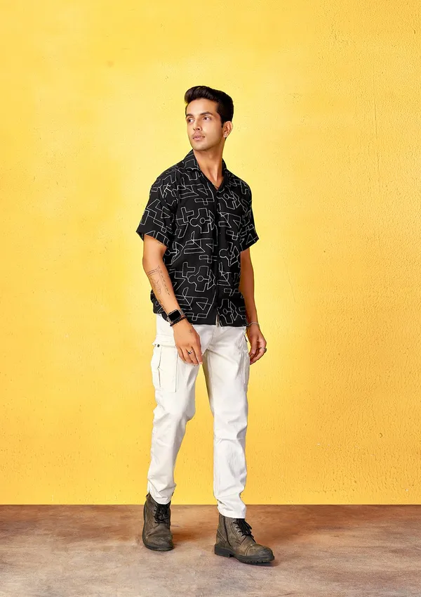 Black_Premium_Cotton_Blend_Casual_Shirt_For_Men