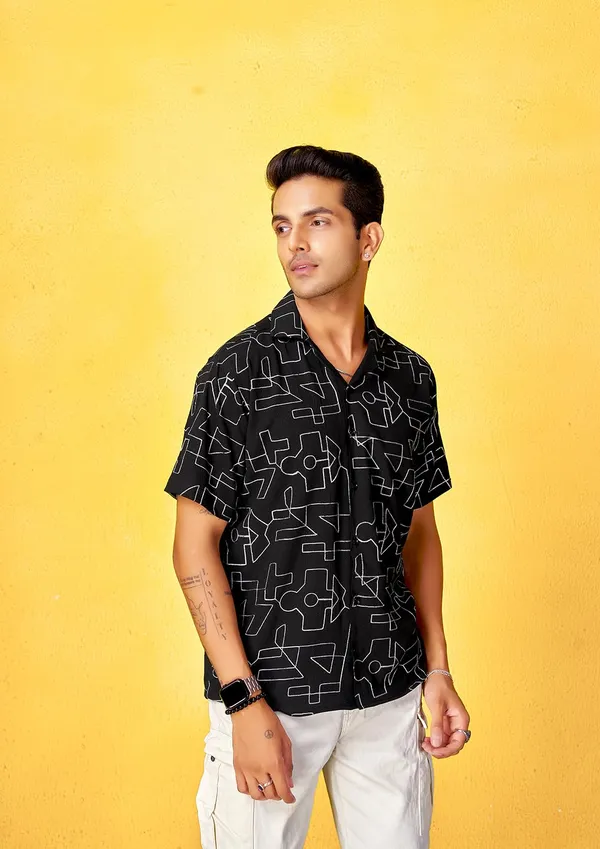 Black_Premium_Cotton_Blend_Casual_Shirt_For_Men