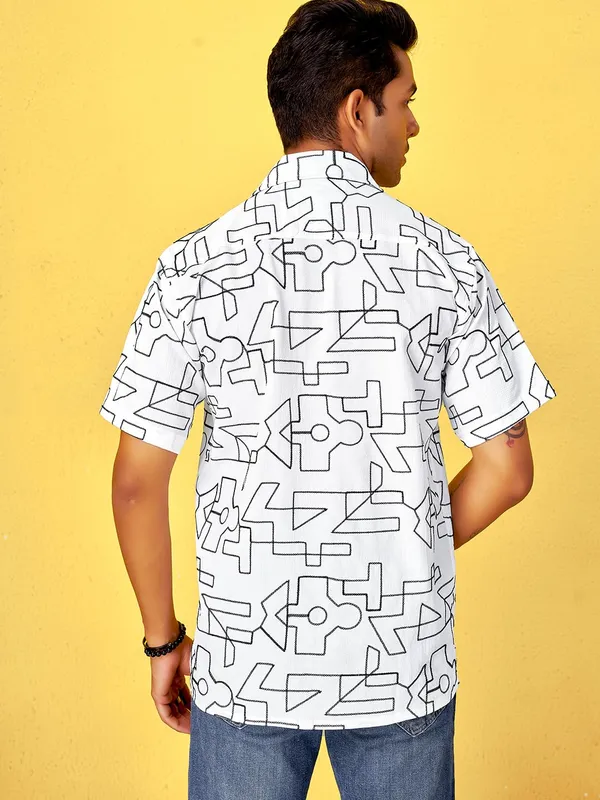 White_Premium_Cotton_Blend_Casual_Shirt_For_Men
