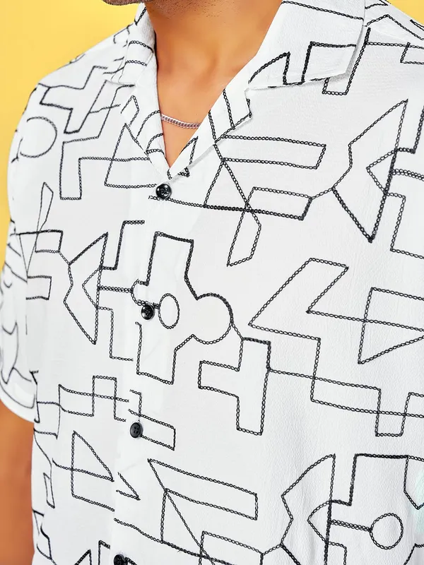 White_Premium_Cotton_Blend_Casual_Shirt_For_Men