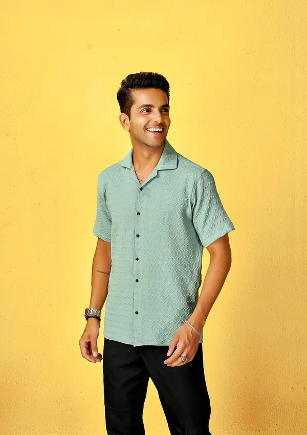 Turquoise_Premium_Cotton_Blend_Casual_Shirt_For_Men