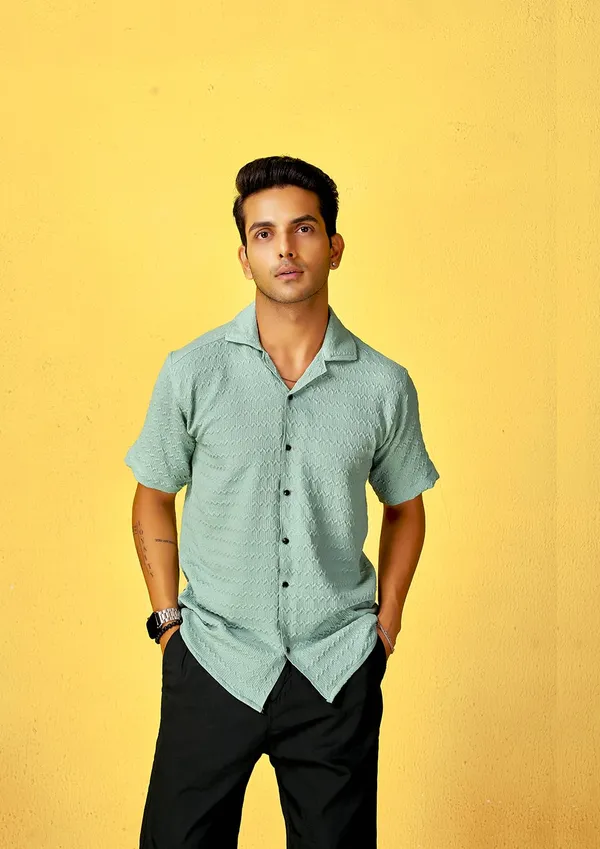 Turquoise_Premium_Cotton_Blend_Casual_Shirt_For_Men