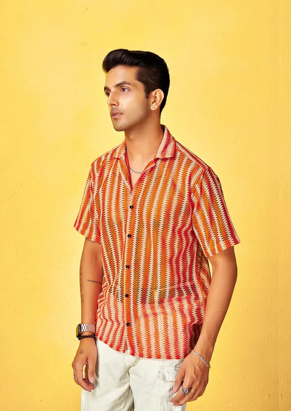 Orange_Premium_Solid_Cotton_Blend_Casual_Shirt_For_Men