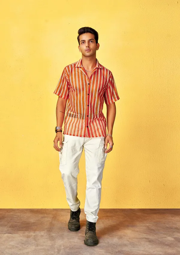 Orange_Premium_Solid_Cotton_Blend_Casual_Shirt_For_Men
