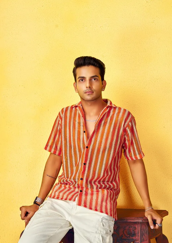 Orange_Premium_Solid_Cotton_Blend_Casual_Shirt_For_Men