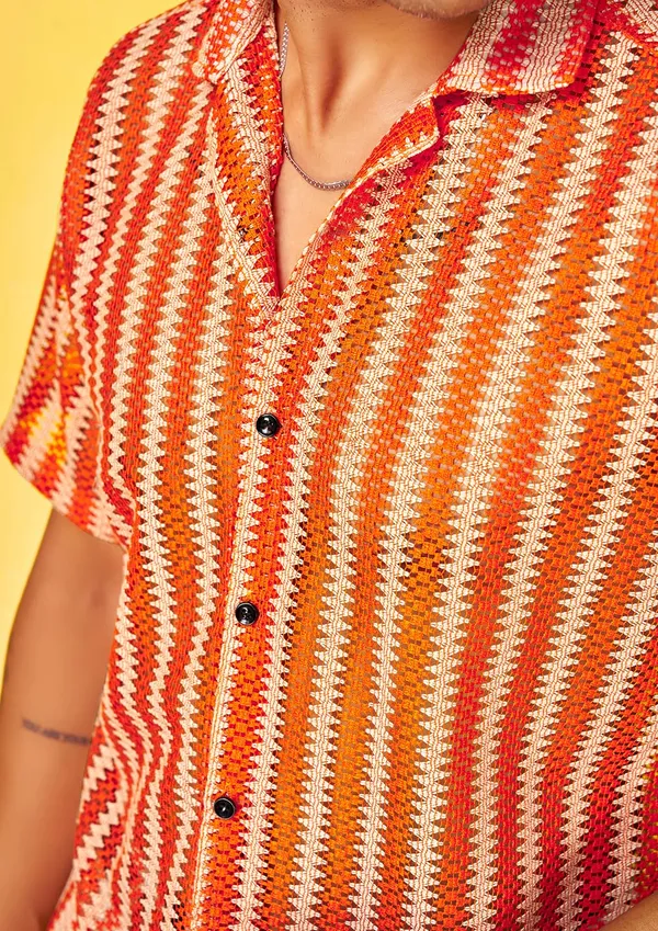 Orange_Premium_Solid_Cotton_Blend_Casual_Shirt_For_Men