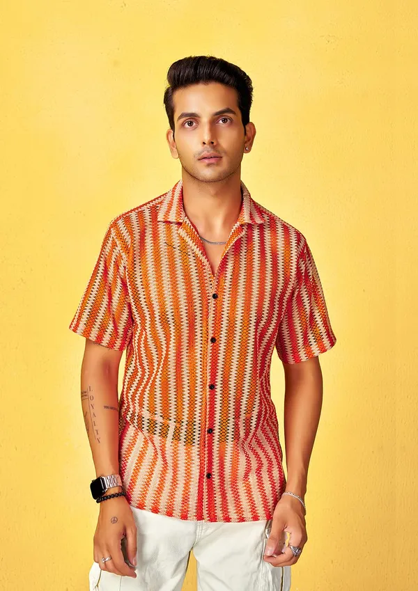 Orange_Premium_Solid_Cotton_Blend_Casual_Shirt_For_Men