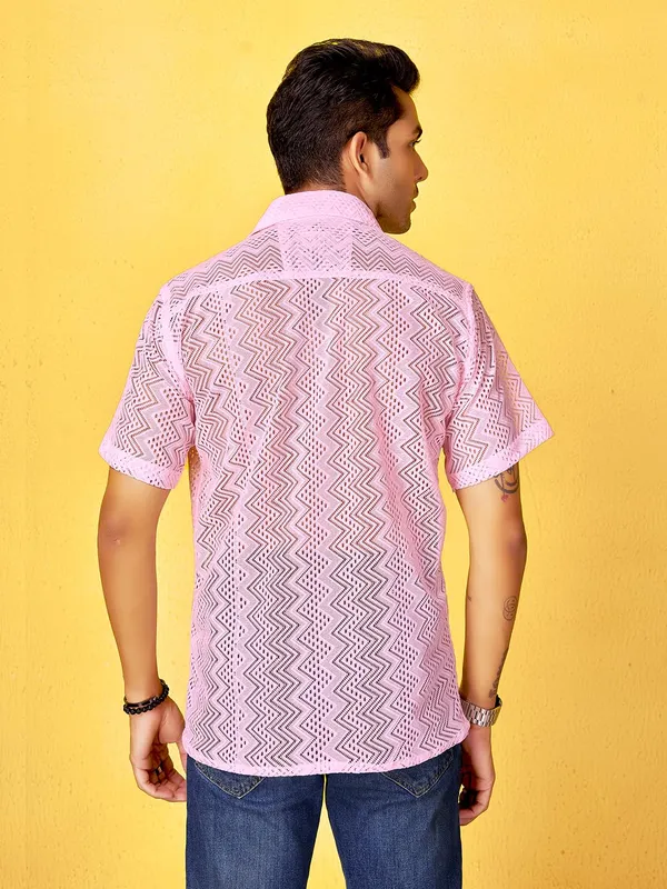 Baby_Pink_Premium_Solid_Cotton_Blend_Casual_Shirt_For_Men