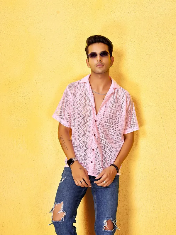 Baby_Pink_Premium_Solid_Cotton_Blend_Casual_Shirt_For_Men