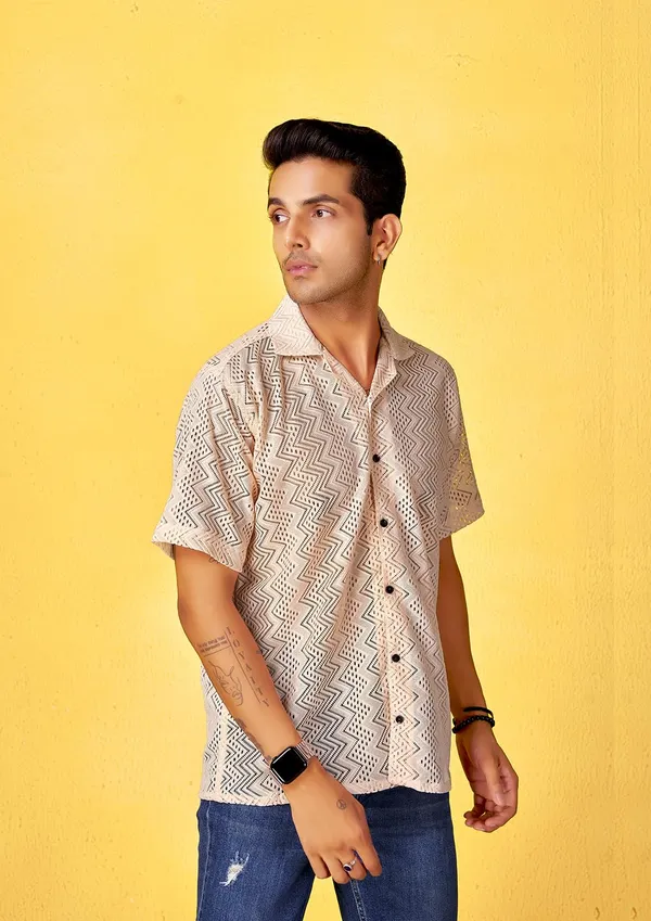 Light_Orange_Premium_Solid_Cotton_Blend_Casual_Shirt_For_Men