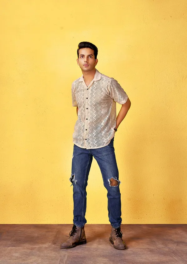 Light_Orange_Premium_Solid_Cotton_Blend_Casual_Shirt_For_Men
