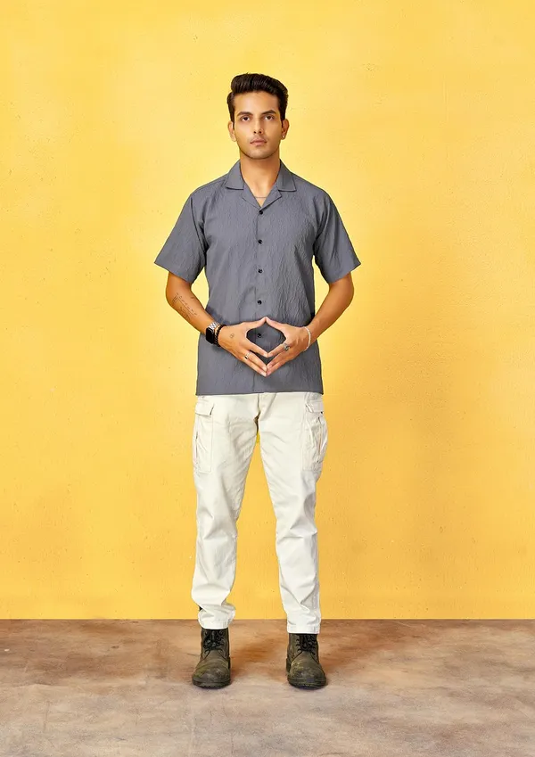 Stone_Grey_Premium_Solid_Cotton_Blend_Casual_Shirt_For_Men