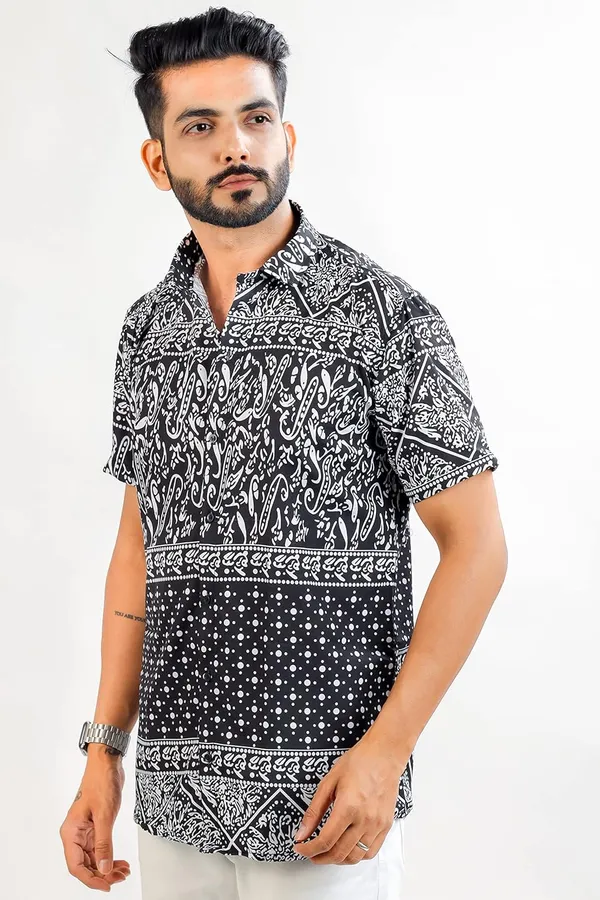 Black_Premium_Printed_Cotton_Blend_Casual_Shirt_For_Men