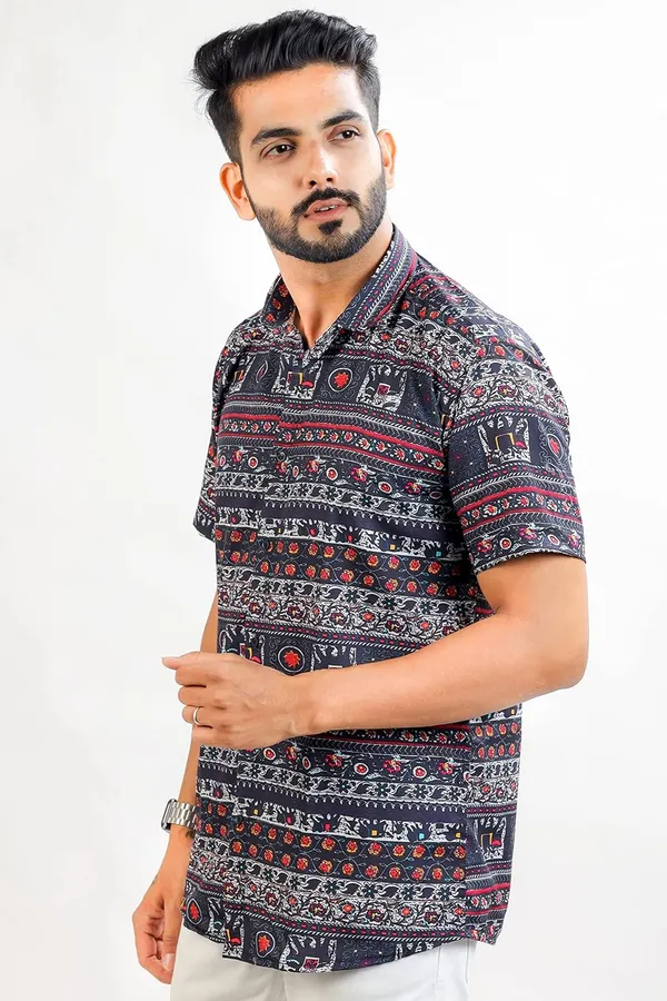 Dark_Blue_Premium_Printed_Cotton_Blend_Casual_Shirt_For_Men