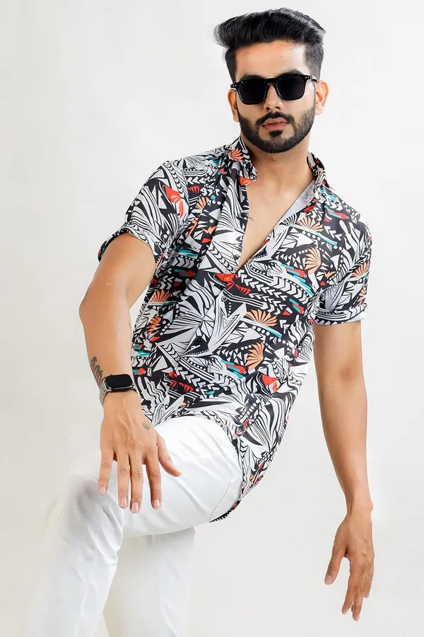 White_Premium_Printed_Cotton_Blend_Shirt_For_Men