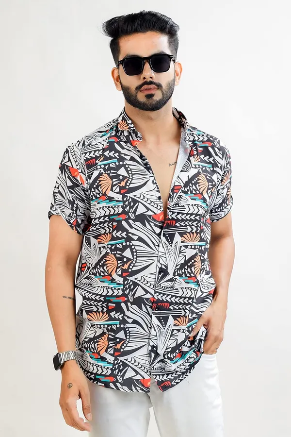 White_Premium_Printed_Cotton_Blend_Shirt_For_Men
