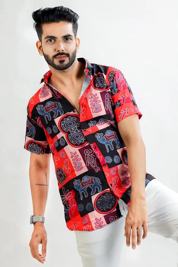 Red_Premium_Printed_Cotton_Blend_Shirt_For_Men