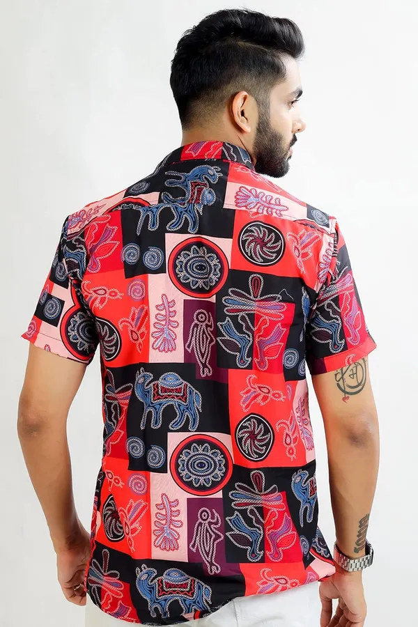 Red_Premium_Printed_Cotton_Blend_Shirt_For_Men
