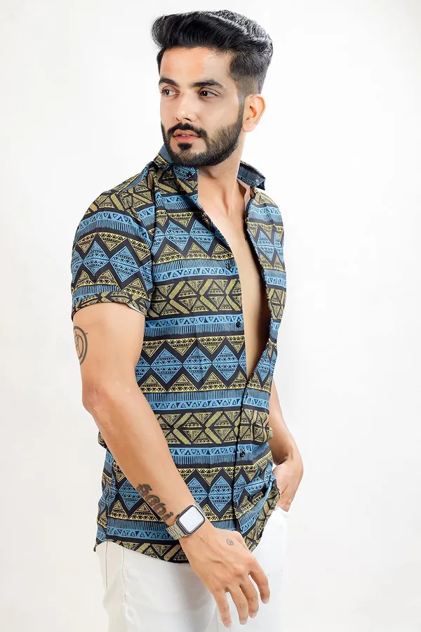 Grey_Premium_Printed_Cotton_Blend_Casual_Shirt_For_Men