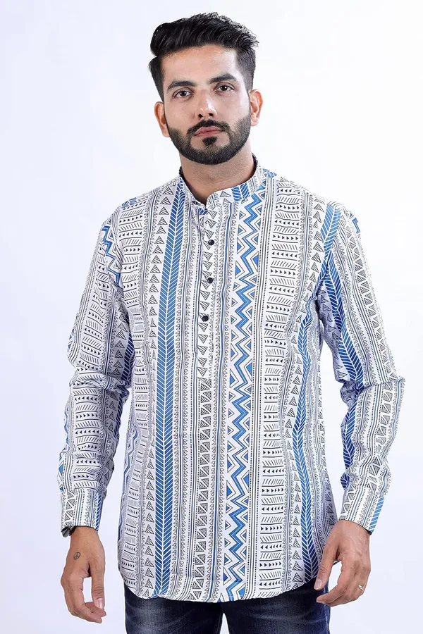 Blue_Premium_Printed_Cotton_Blend_Casual_Shirt_For_Men
