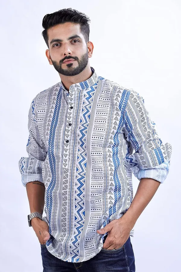 Blue_Premium_Printed_Cotton_Blend_Casual_Shirt_For_Men