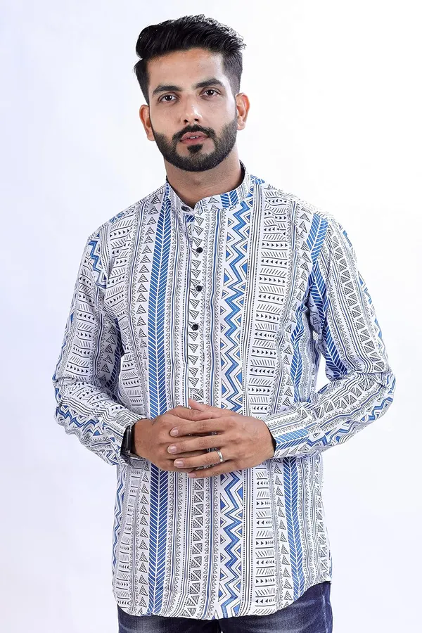Blue_Premium_Printed_Cotton_Blend_Casual_Shirt_For_Men