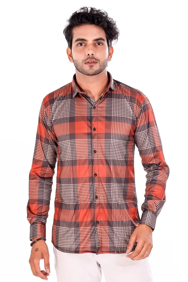 Brown_Premium_Checkered_Cotton_Blend_Casual_Shirt_For_Men