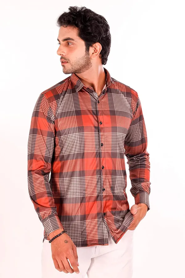 Brown_Premium_Checkered_Cotton_Blend_Casual_Shirt_For_Men