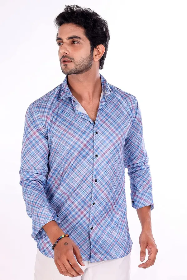 Blue_Premium_Checkered_Cotton_Blend_Casual_Shirt_For_Men