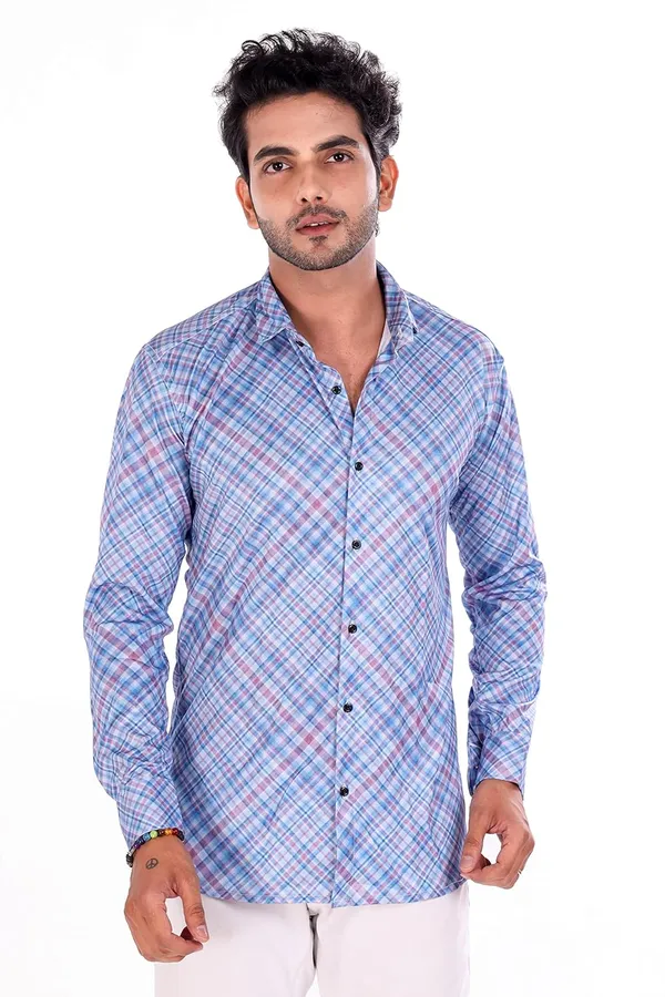 Blue_Premium_Checkered_Cotton_Blend_Casual_Shirt_For_Men
