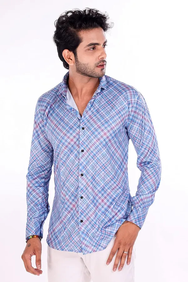 Blue_Premium_Checkered_Cotton_Blend_Casual_Shirt_For_Men