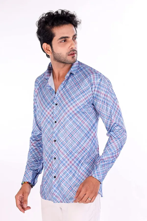 Blue_Premium_Checkered_Cotton_Blend_Casual_Shirt_For_Men