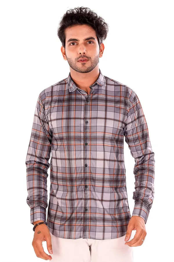 Grey_Premium_Checkered_Cotton_Blend_Casual_Shirt_For_Men