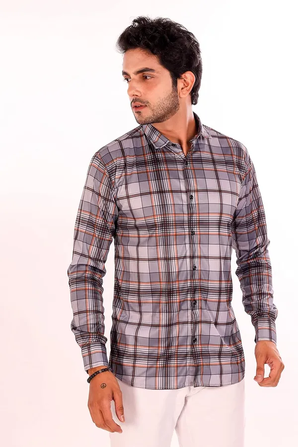 Grey_Premium_Checkered_Cotton_Blend_Casual_Shirt_For_Men
